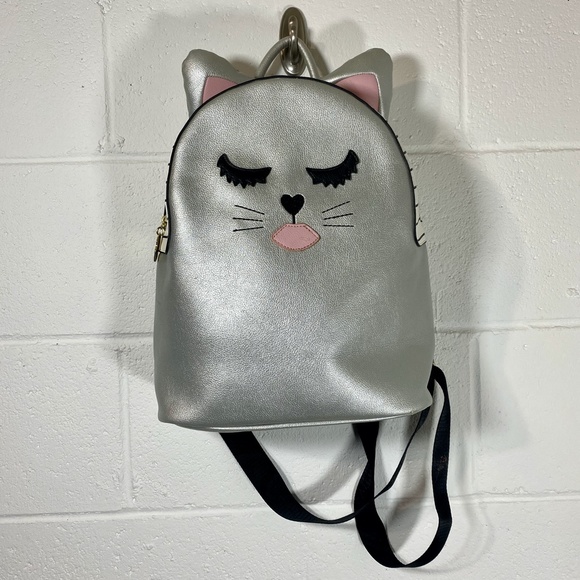 Luv Betsey by Betsey Johnson Small Silver Gray Cat Backpack - Picture 1 of 14